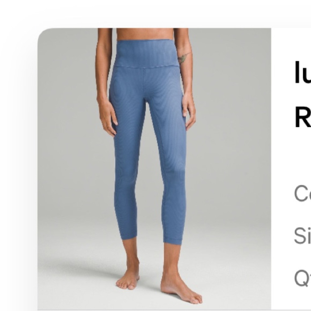 lululemon athletica Women's Blue Ribbed Leggings (NWOT)